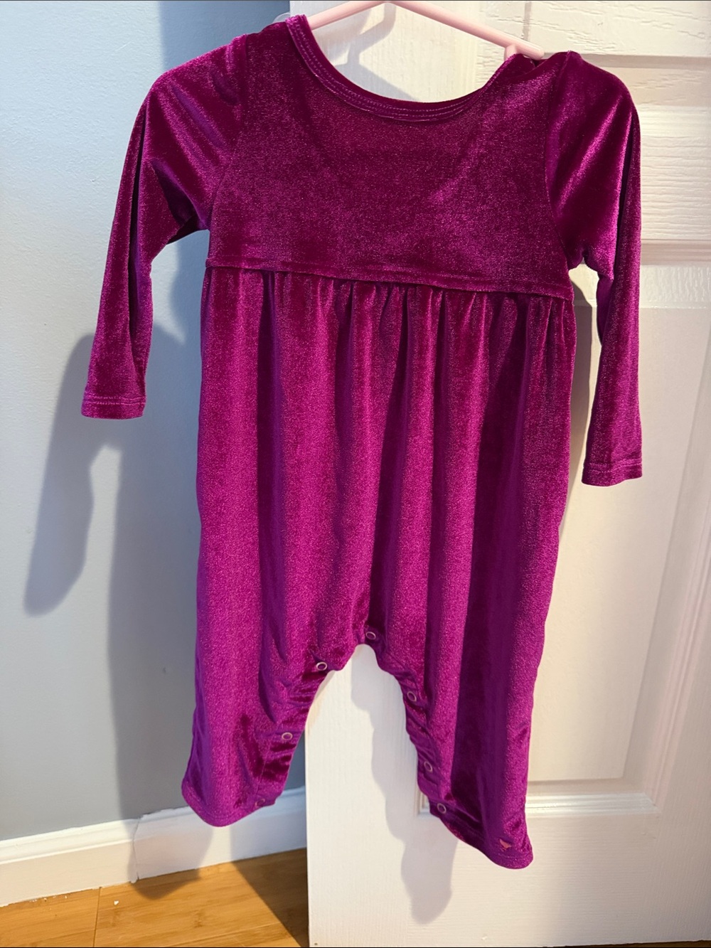 Pink Chicken Velvet Romper in Plum
